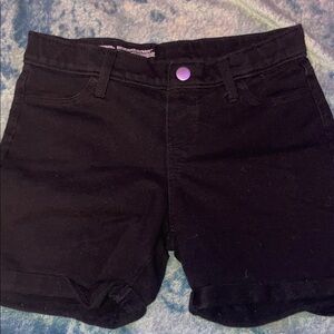 Wonder Nation Dark Jean Shorts with Purple Button